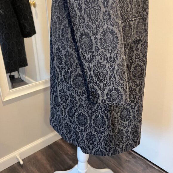 Jones NY Gray & Navy Jacquard Long Jacket/Dress Coat, Size 8 - Picture 9 of 16